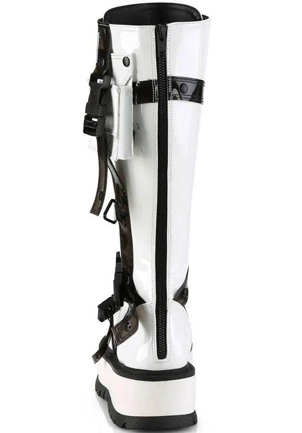 SLACKER-260 [White Patent] | PLATFORM BOOTS [IN STOCK]**