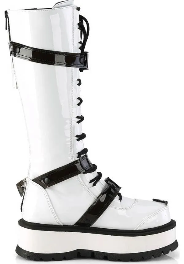 SLACKER-260 [White Patent] | PLATFORM BOOTS [IN STOCK]**