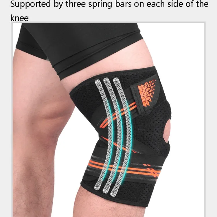 Sports Spring Supported Knee Brace Compression Protection Patella Riding Protective Gear, One Size(Black / Sky Blue)