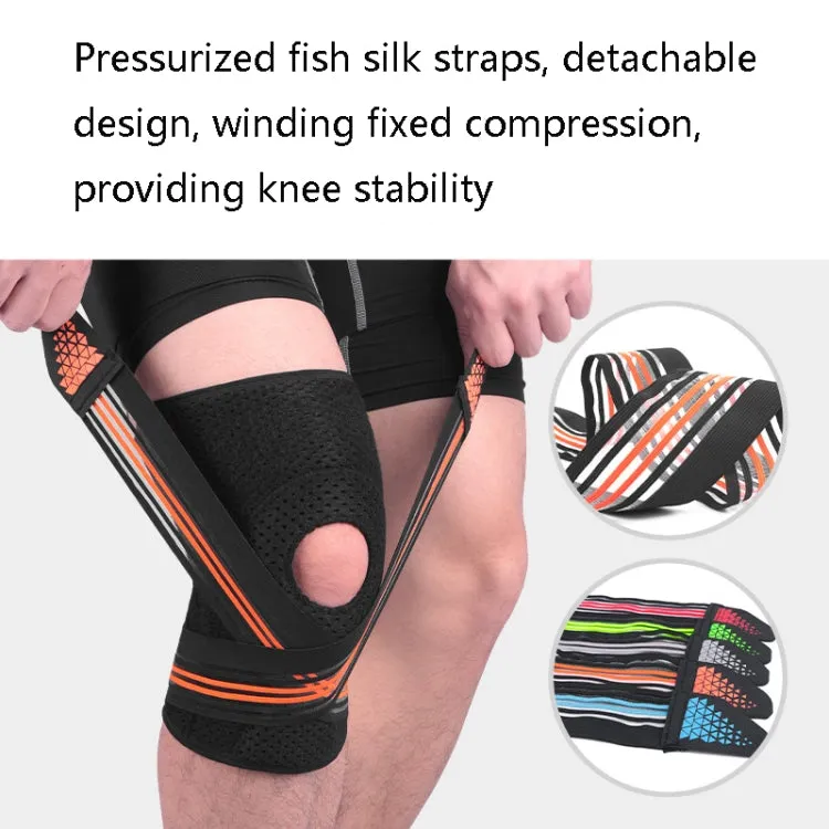Sports Spring Supported Knee Brace Compression Protection Patella Riding Protective Gear, One Size(Black / Sky Blue)