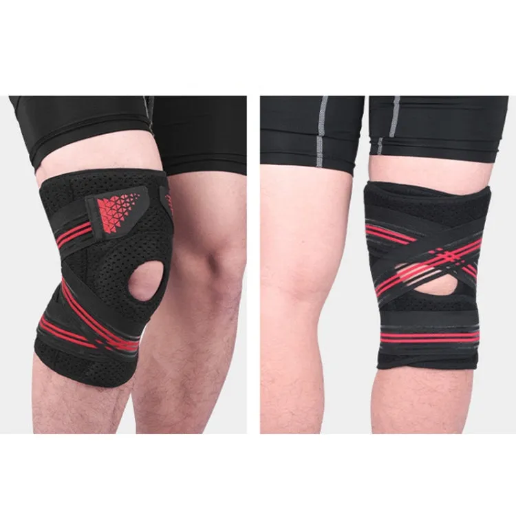 Sports Spring Supported Knee Brace Compression Protection Patella Riding Protective Gear, One Size(Black / Sky Blue)