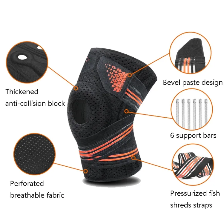 Sports Spring Supported Knee Brace Compression Protection Patella Riding Protective Gear, One Size(Black / Sky Blue)