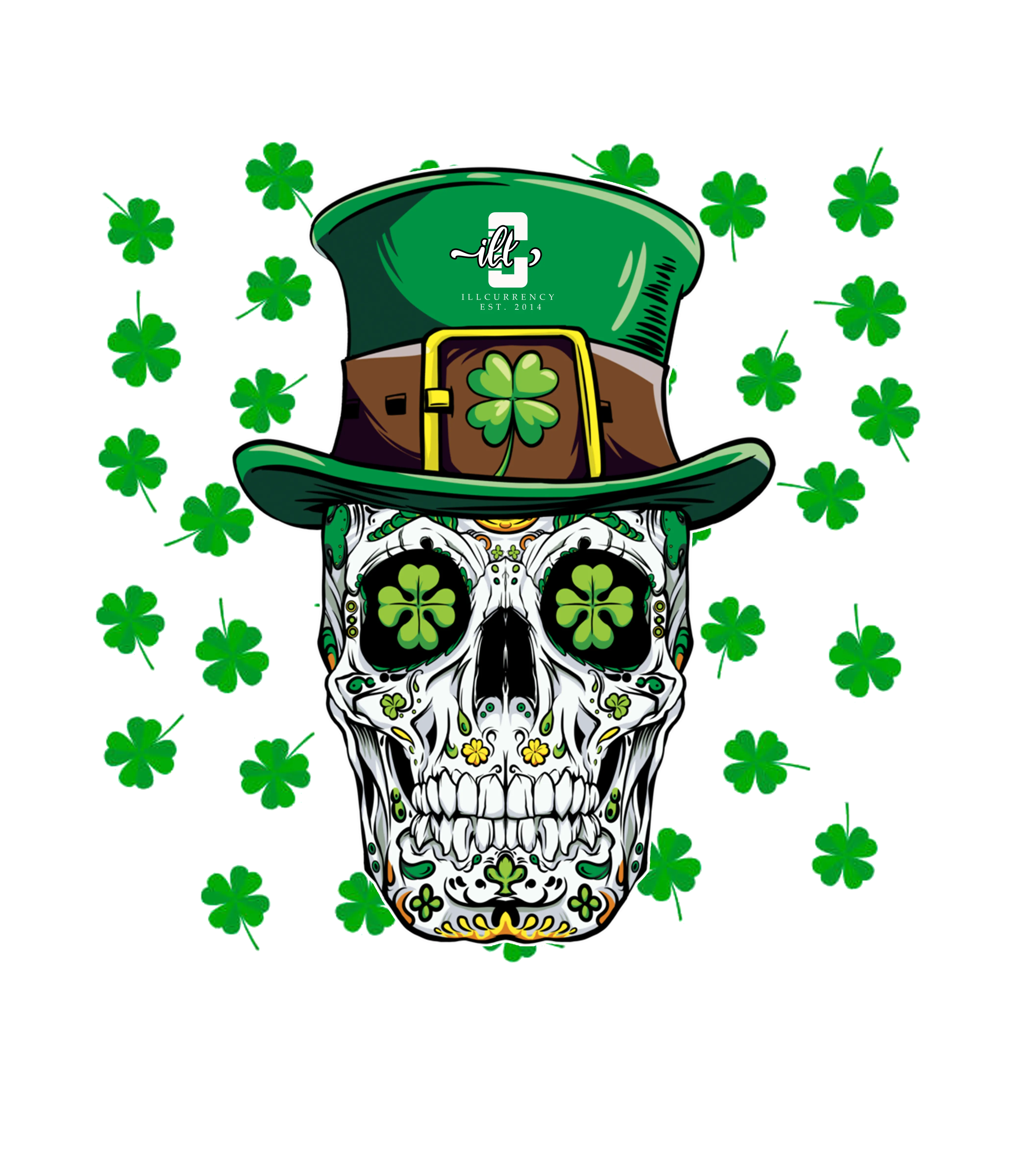 St. Pattys Collection White T-Shirt (St pattys cool skeleton)