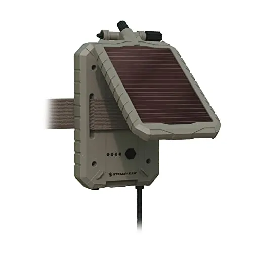 Stealth Cam Durable Sol-Pak Solar Battery Pack | 12V Solar Power Panel, 1000 MAH Rechargeable Battery & 10ft Insulated Cable | Compatible with All Wireless/Cellular Trail Cameras