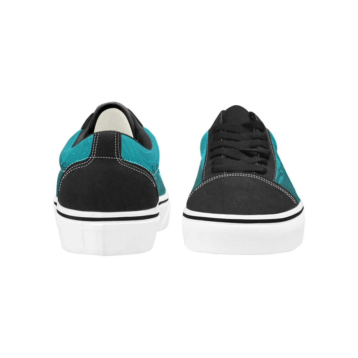 Teal Topo Check Lace-Up Suede/Canvas