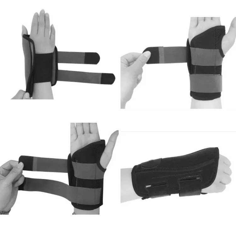 Two-Way Compression Stabilized Support Plate Wrist Brace Fracture Sprain Rehabilitation Wrist Brace, Specification: Left Hand M (Black)