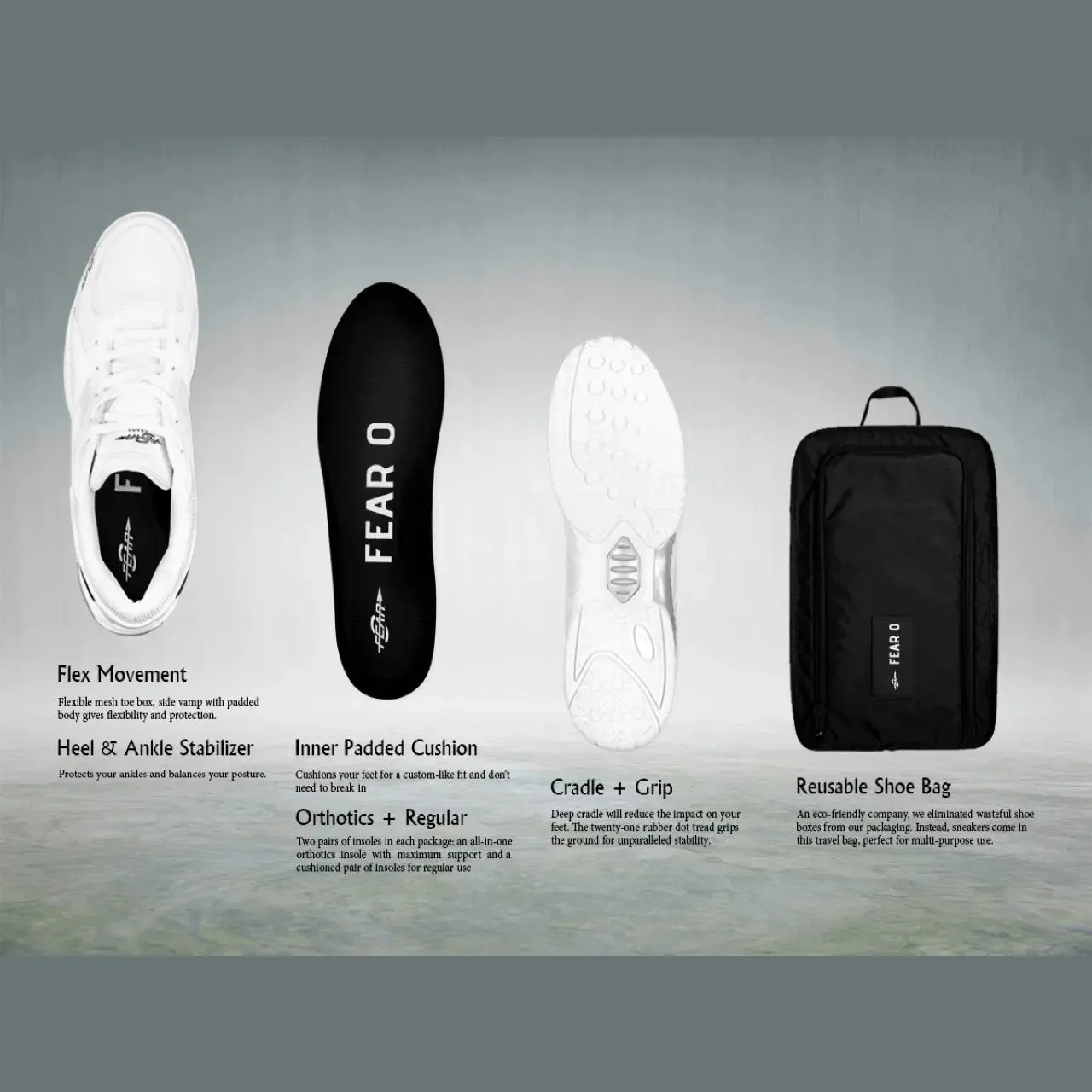 White High Arch Firm Support Walking Shoes