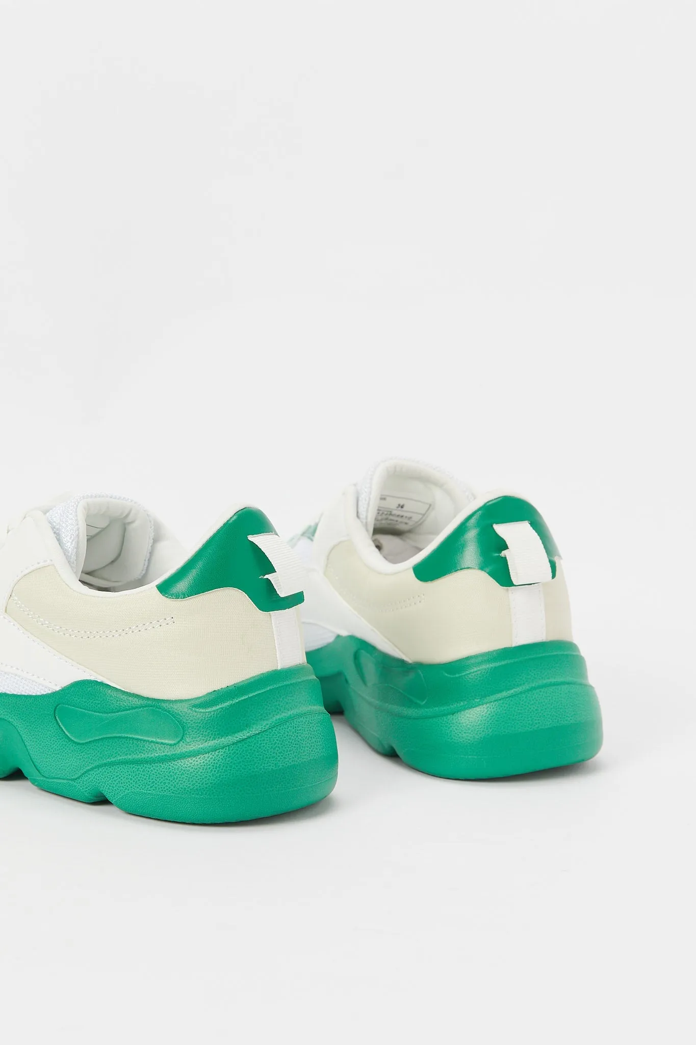 Women White And Green Lace Up Sneaker