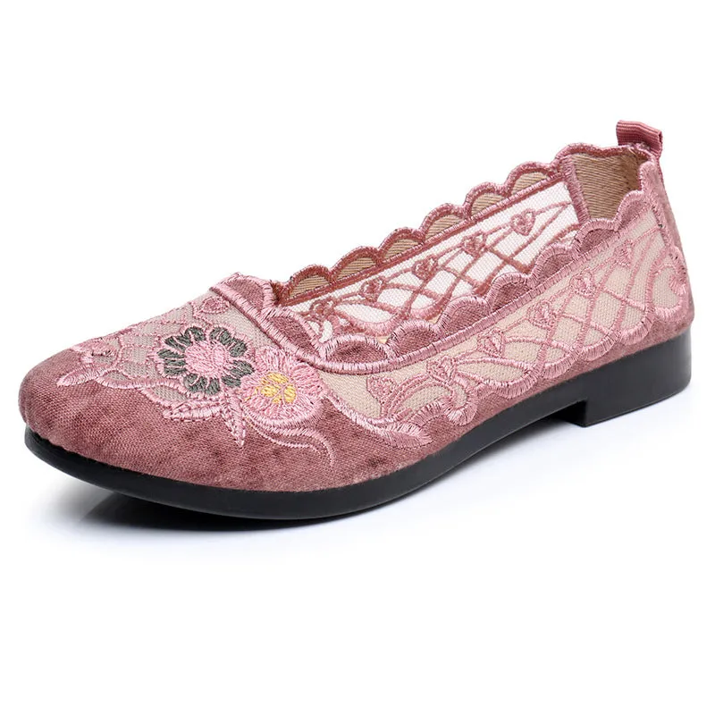 Women's Beijing Cloth Female Tennis Breathable Mesh Flat Bottom Canvas Shoes